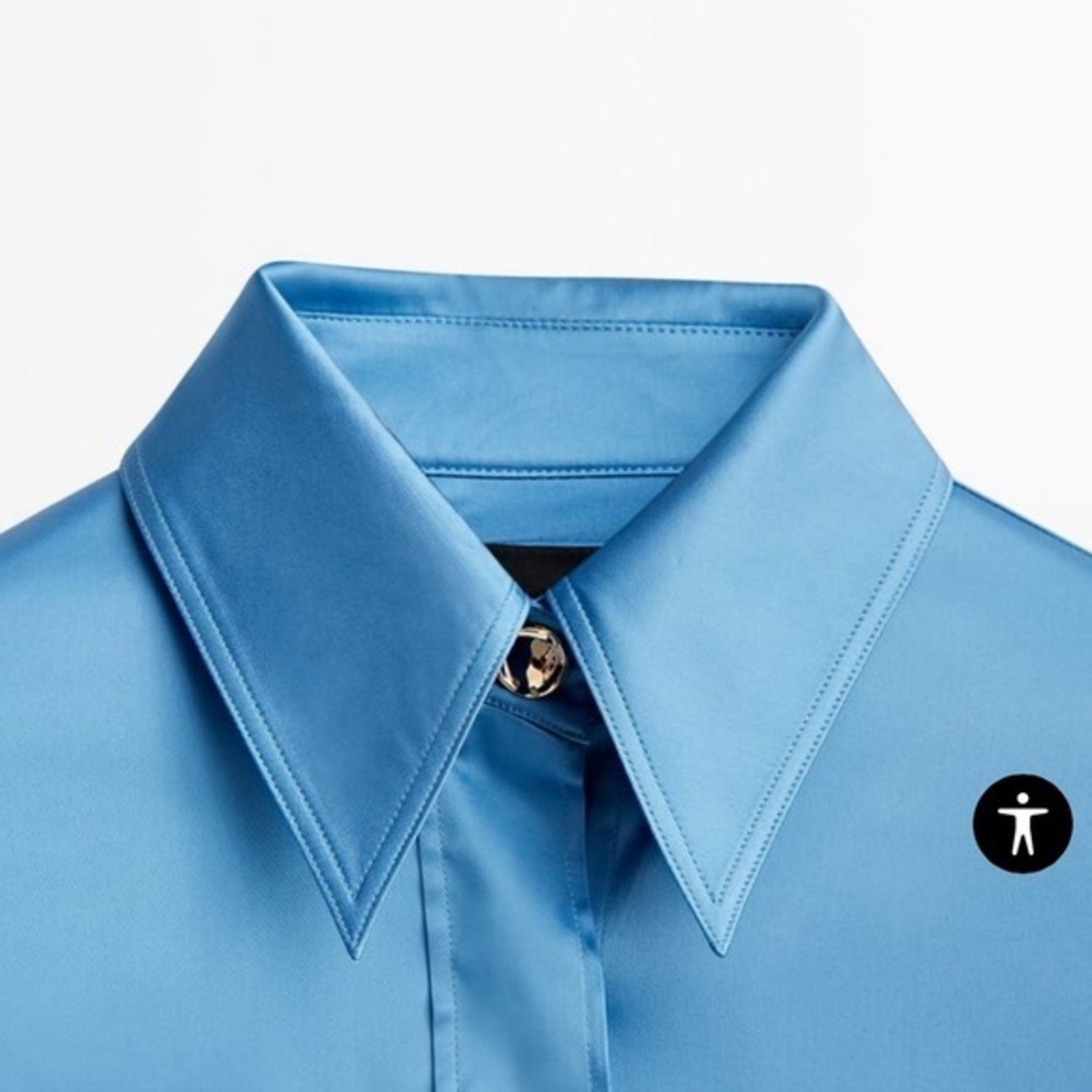 Massimo Dutti Blue Satin Blouse - Picture 9 of 11